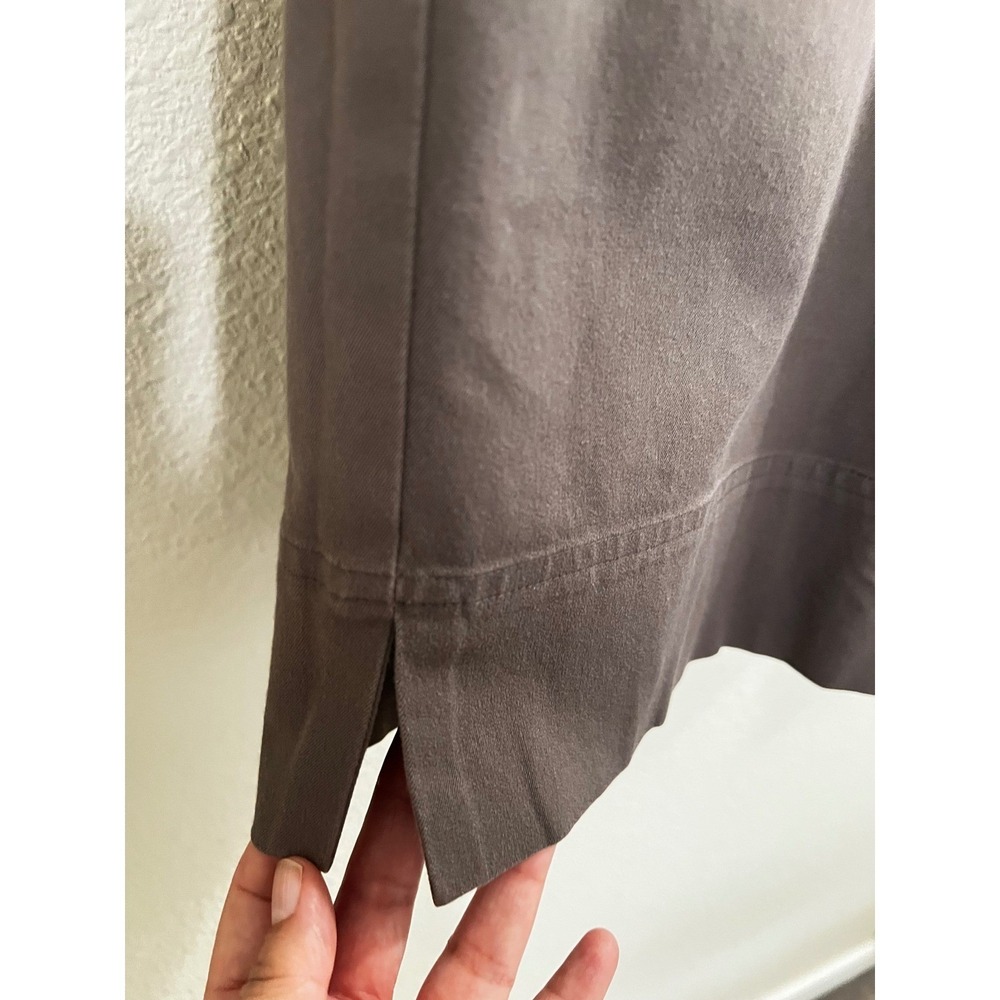 Eileen Fisher Taupe Brown Cropped Twill Pants Womens M Mid Rise Straight Leg - Picture 7 of 15